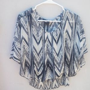 Iz Byer Loose Fitting Chevron Blouse